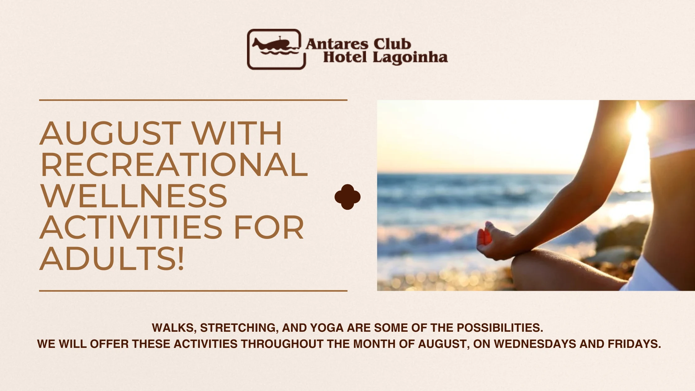 August with recreational wellness activities for adults