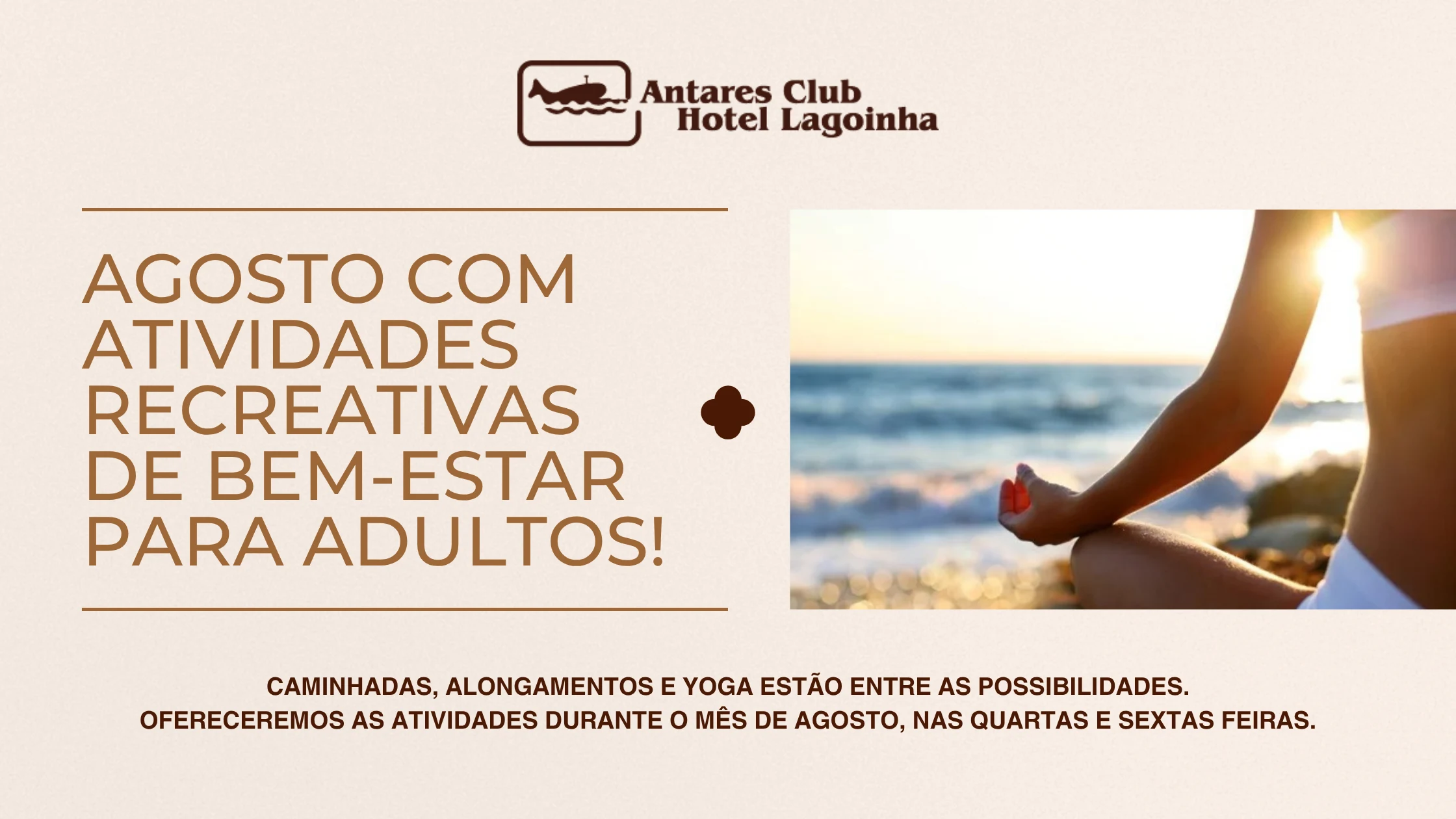 Agosto com atividades recreativas de bem-estar para adultos